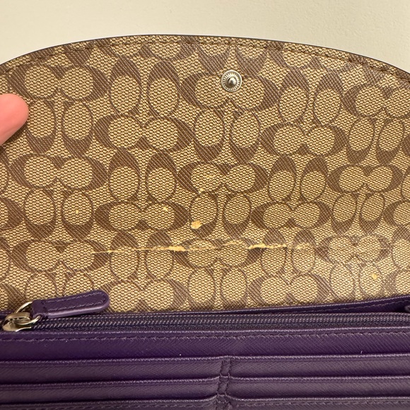 Coach Slim Envelope Wallet in Dark Purple - Picture 6 of 7